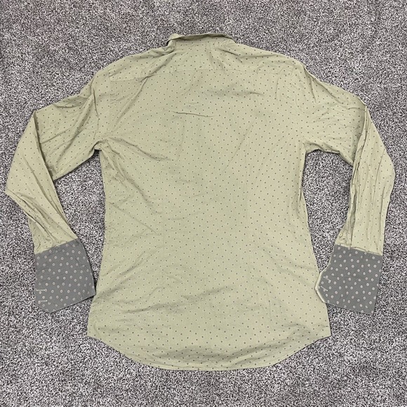 Paul Smith London Dress Shirt Men XL Green Long Sleeve Polka Dot Fitted - Picture 8 of 9